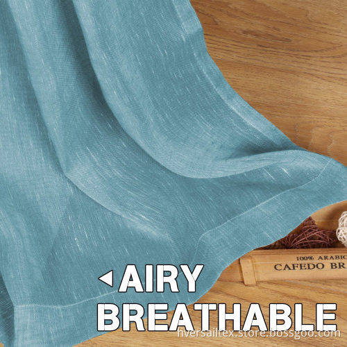 Elegant Light Filtering Turquoise Semi Sheer Linen Curtains